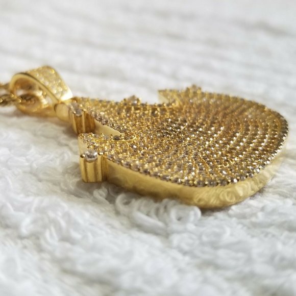 Sterling Silver 925 FIRE SYMBOL Zirconia Gold Fini - Picture 6 of 6